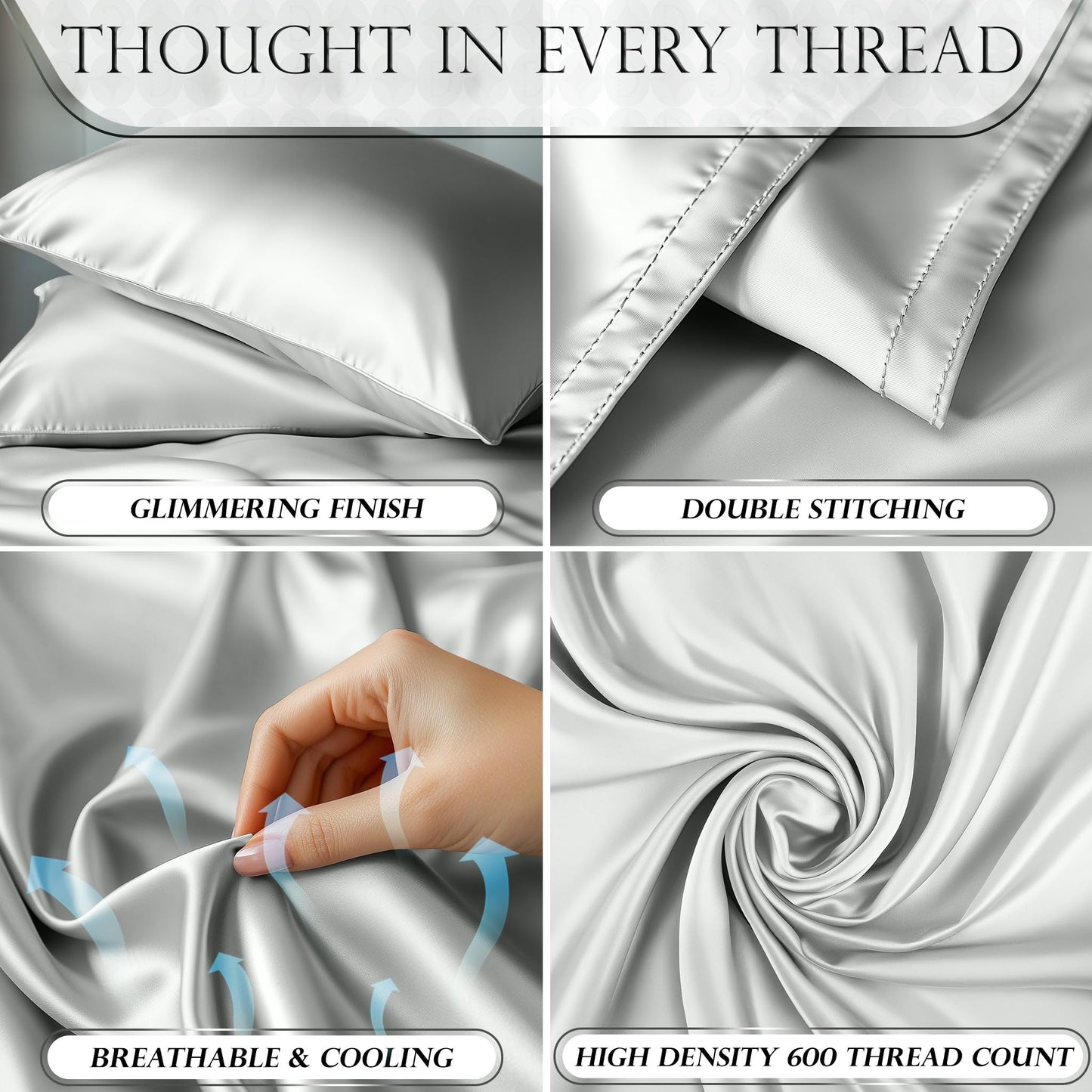 Satin Sheet Set - Grey