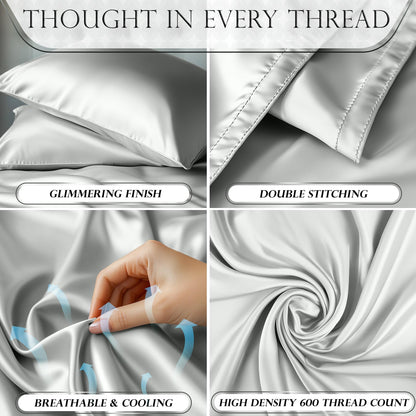 Satin Sheet Set - Grey
