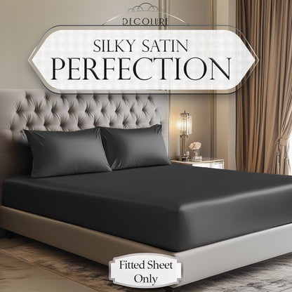 Satin Fitted Sheet - Stone Grey