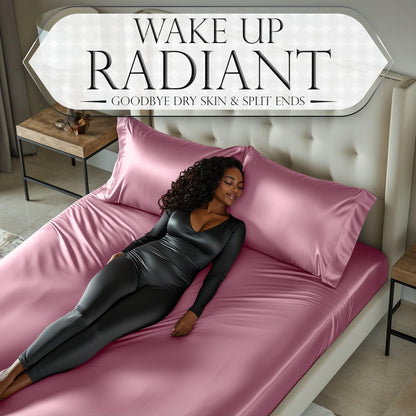Satin Fitted Sheet - Pink