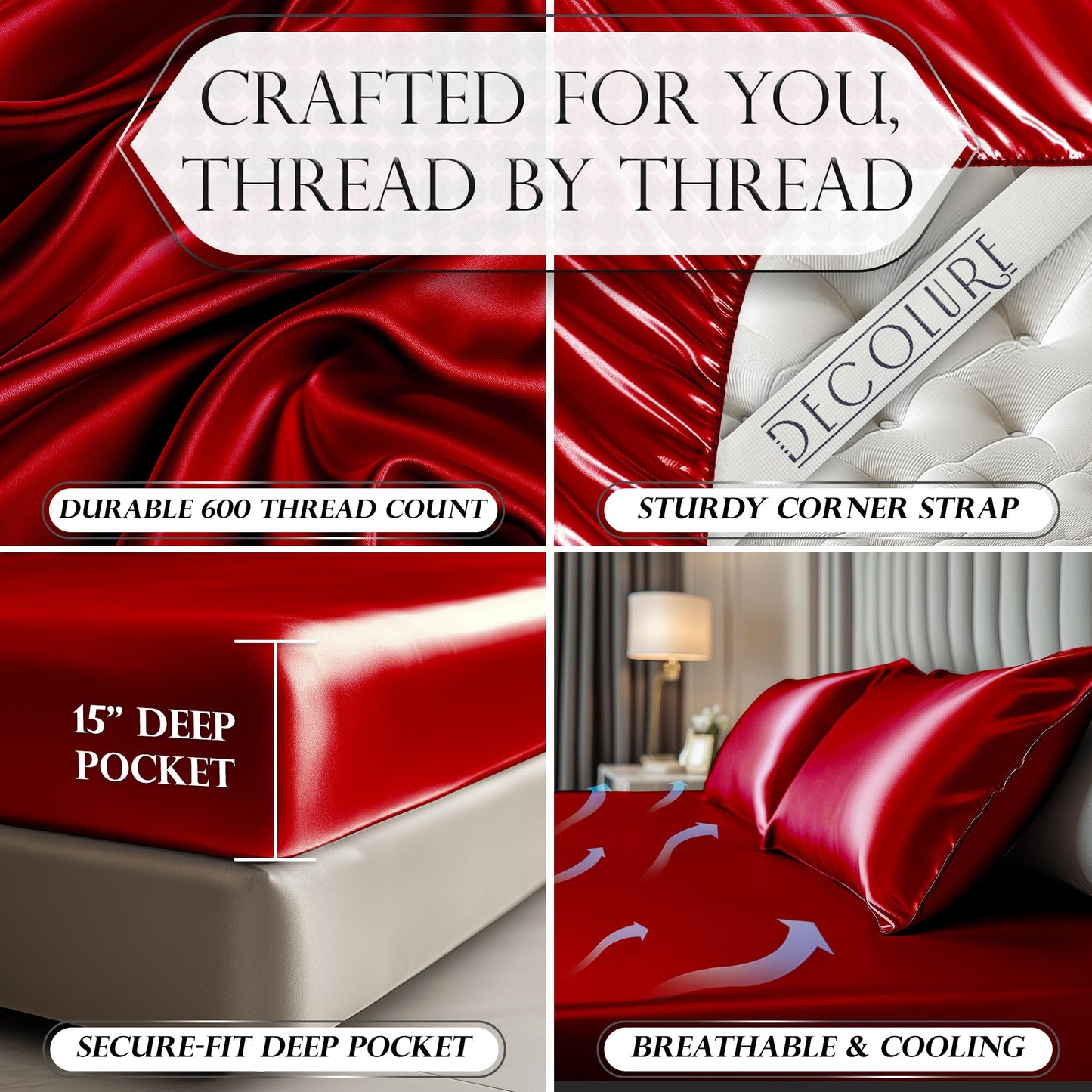 Satin Fitted Sheet - Red