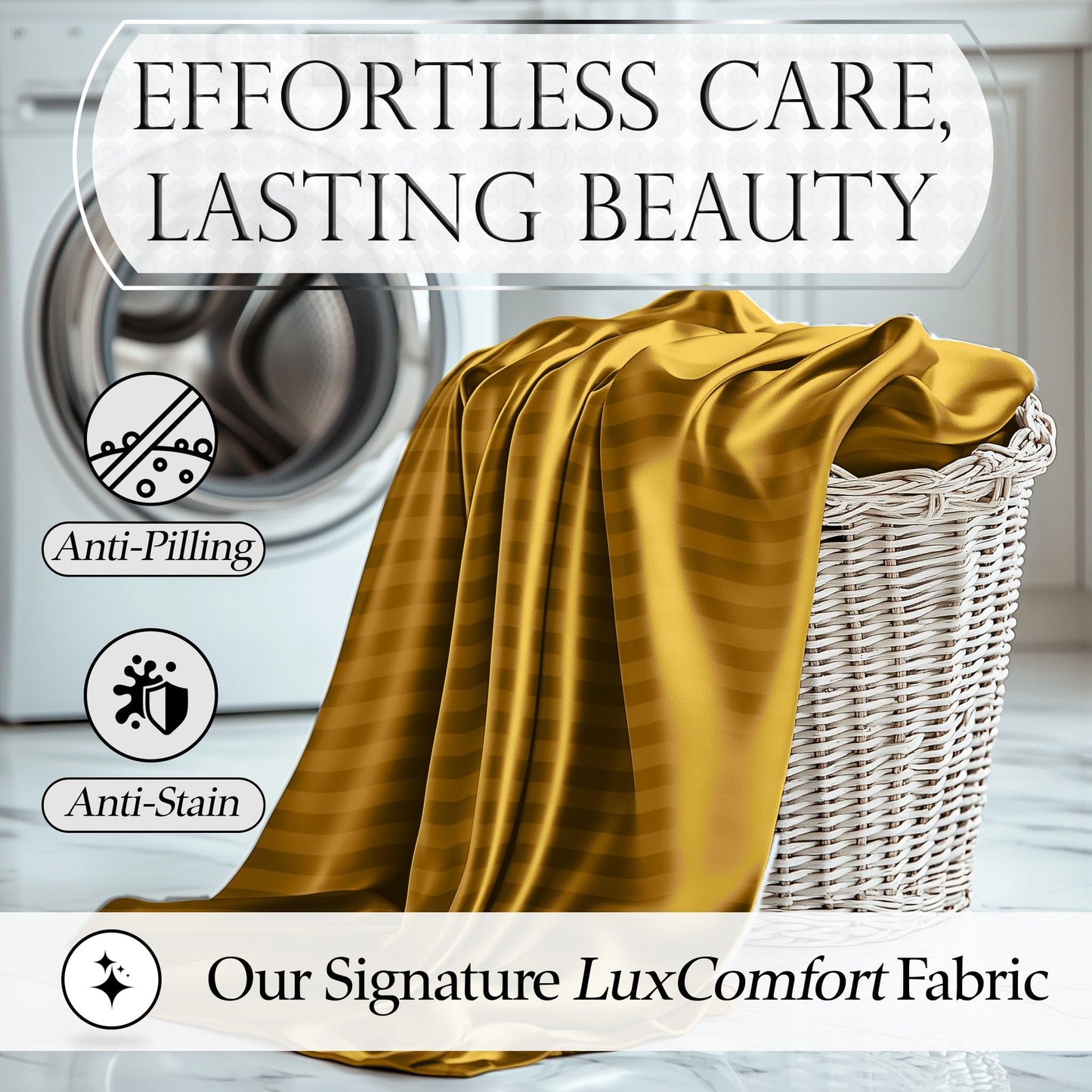 Satin Sheet Set - Striped Gold