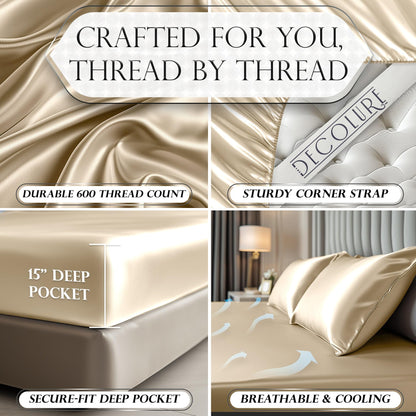 Satin Fitted Sheet - Ivory