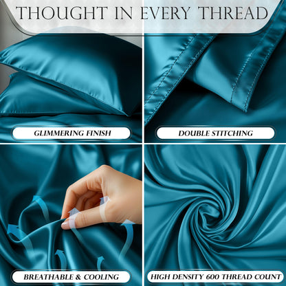 Satin Sheet Set - Sea Teal