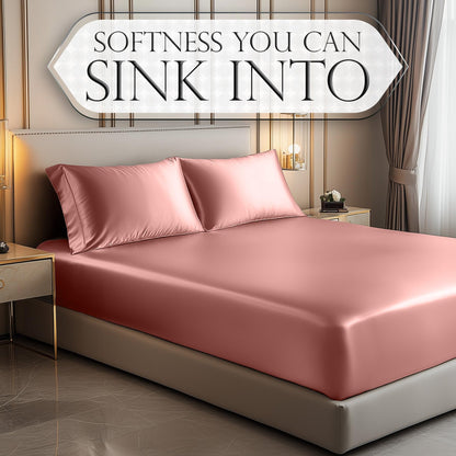 Satin Fitted Sheet - Blush Pink