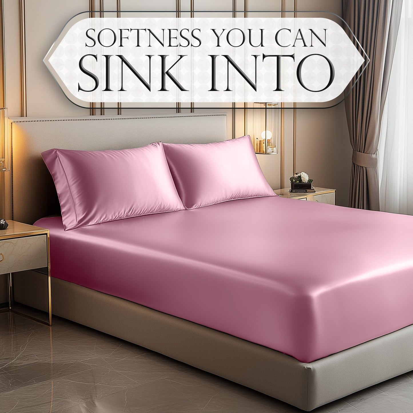 Satin Fitted Sheet - Pink