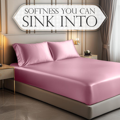 Satin Fitted Sheet - Pink