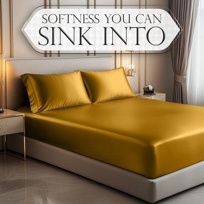 Satin Fitted Sheet - Gold