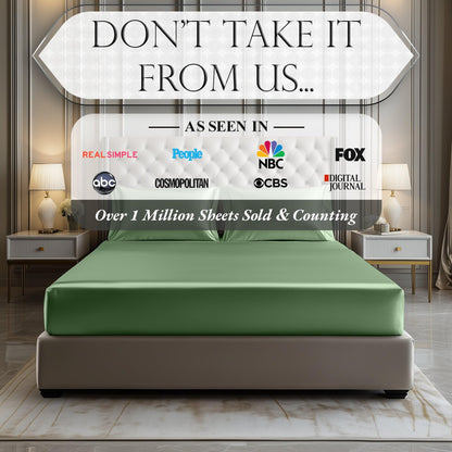 Satin Fitted Sheet - Sage Green