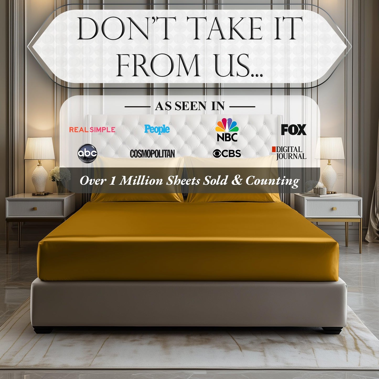 Satin Fitted Sheet - Gold