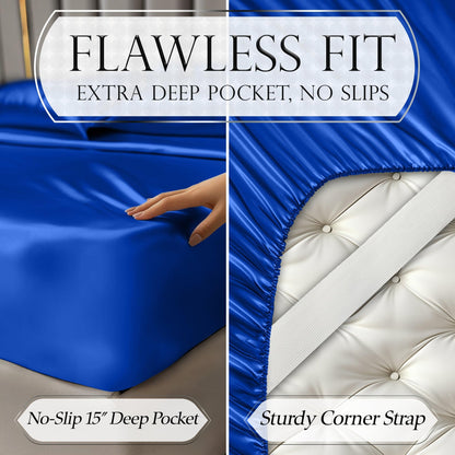 Satin Sheet Set - Blue
