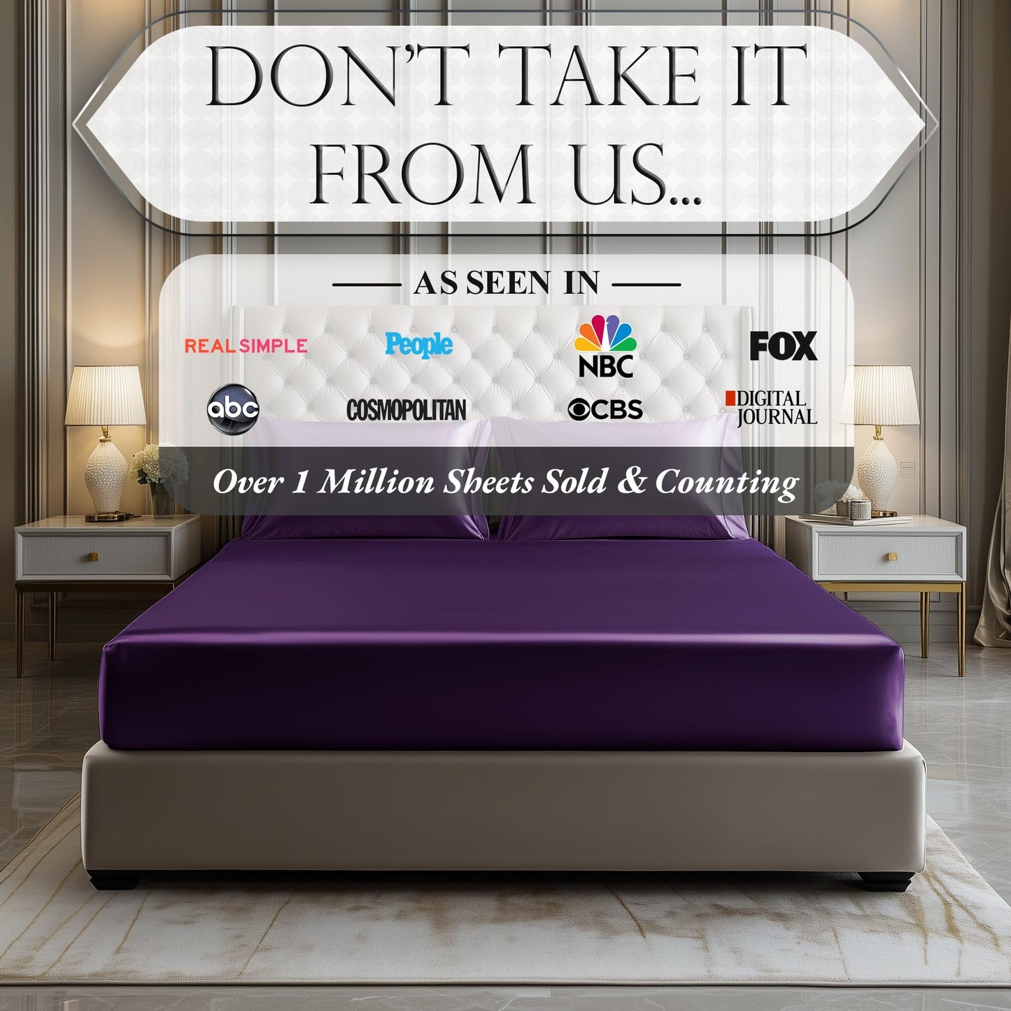 Satin Fitted Sheet - Purple