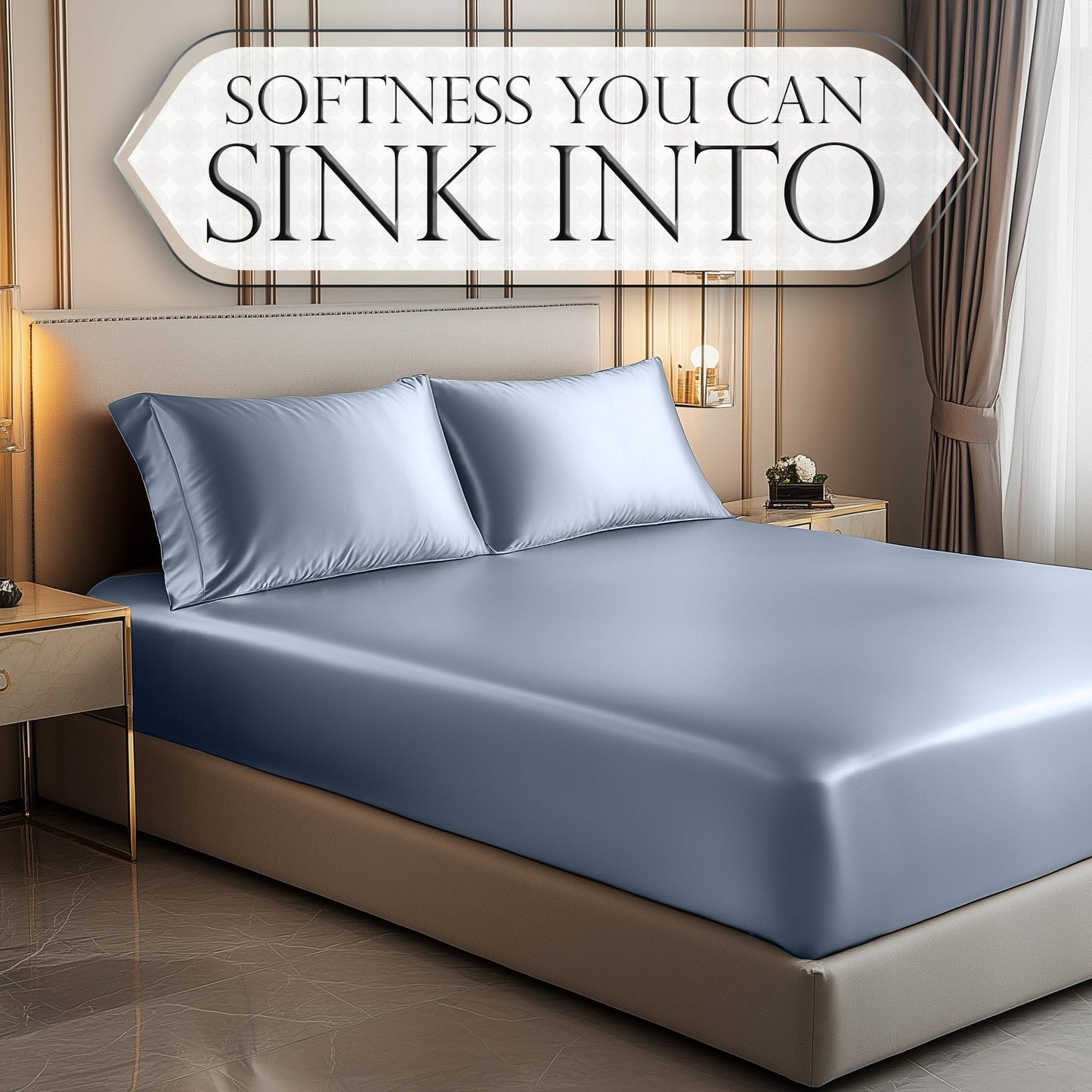 Satin Fitted Sheet - Baby Blue