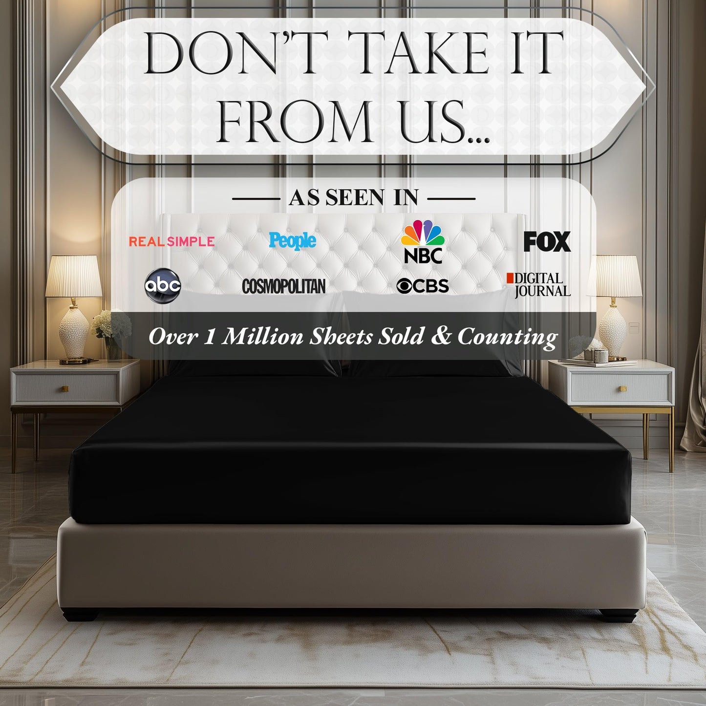 Satin Fitted Sheet - Black