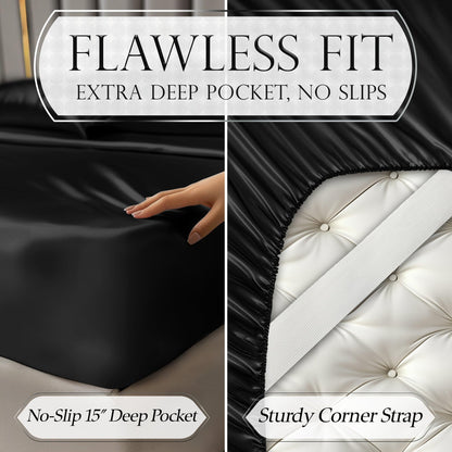 Satin Sheet Set - Black