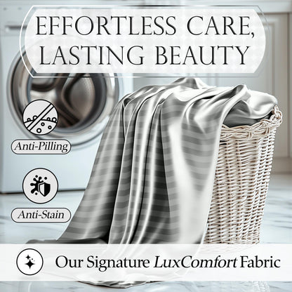 Satin Sheet Set - Striped Grey
