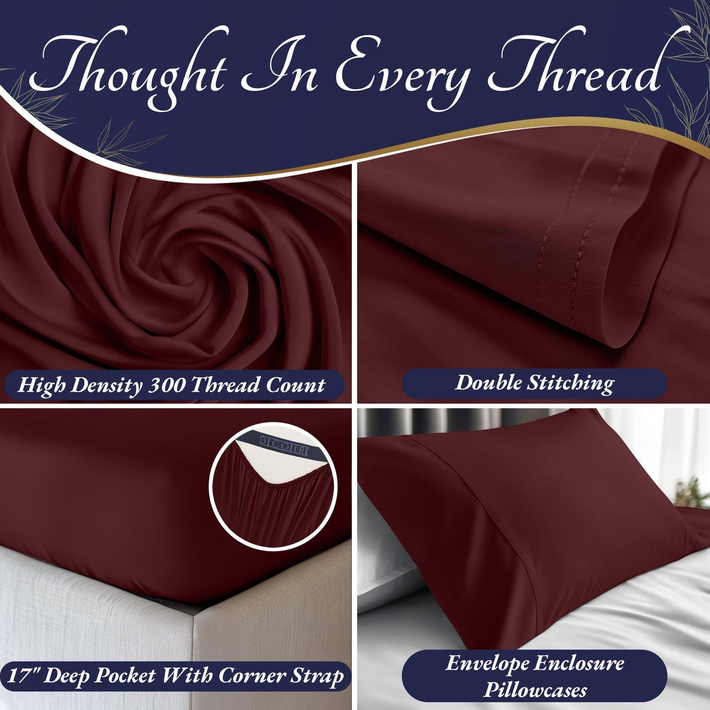 Bamboo Sheet Set - Burgundy