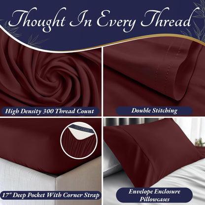 Bamboo Sheet Set - Burgundy