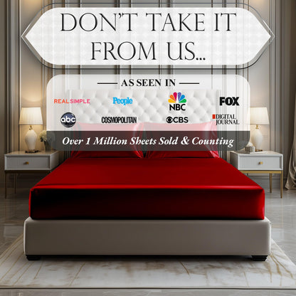 Satin Fitted Sheet - Red