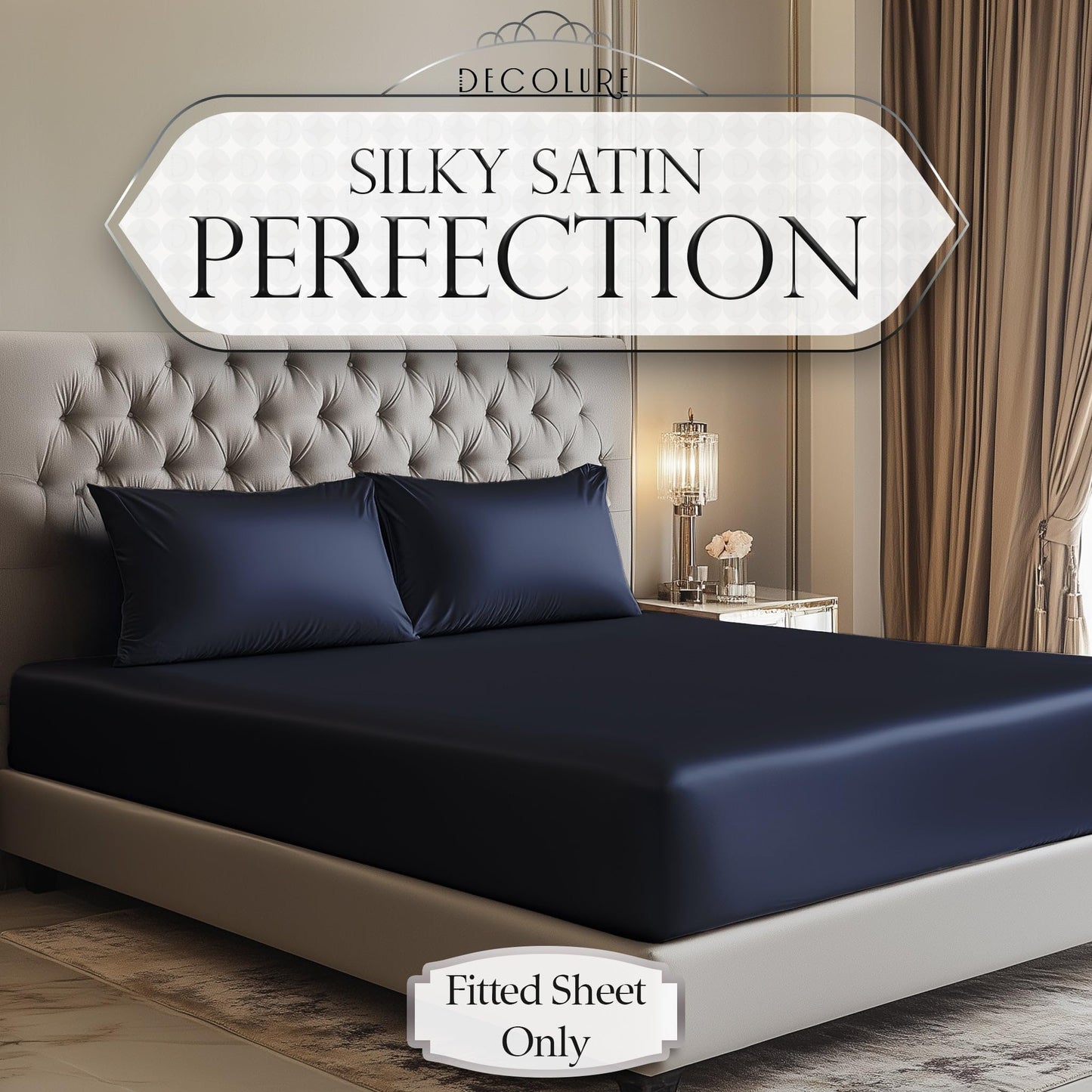 Satin Fitted Sheet - Navy Blue