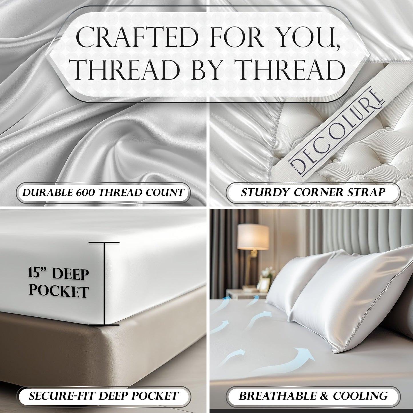 Satin Fitted Sheet - White