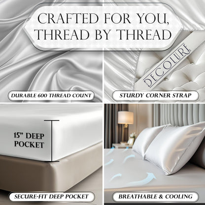 Satin Fitted Sheet - White