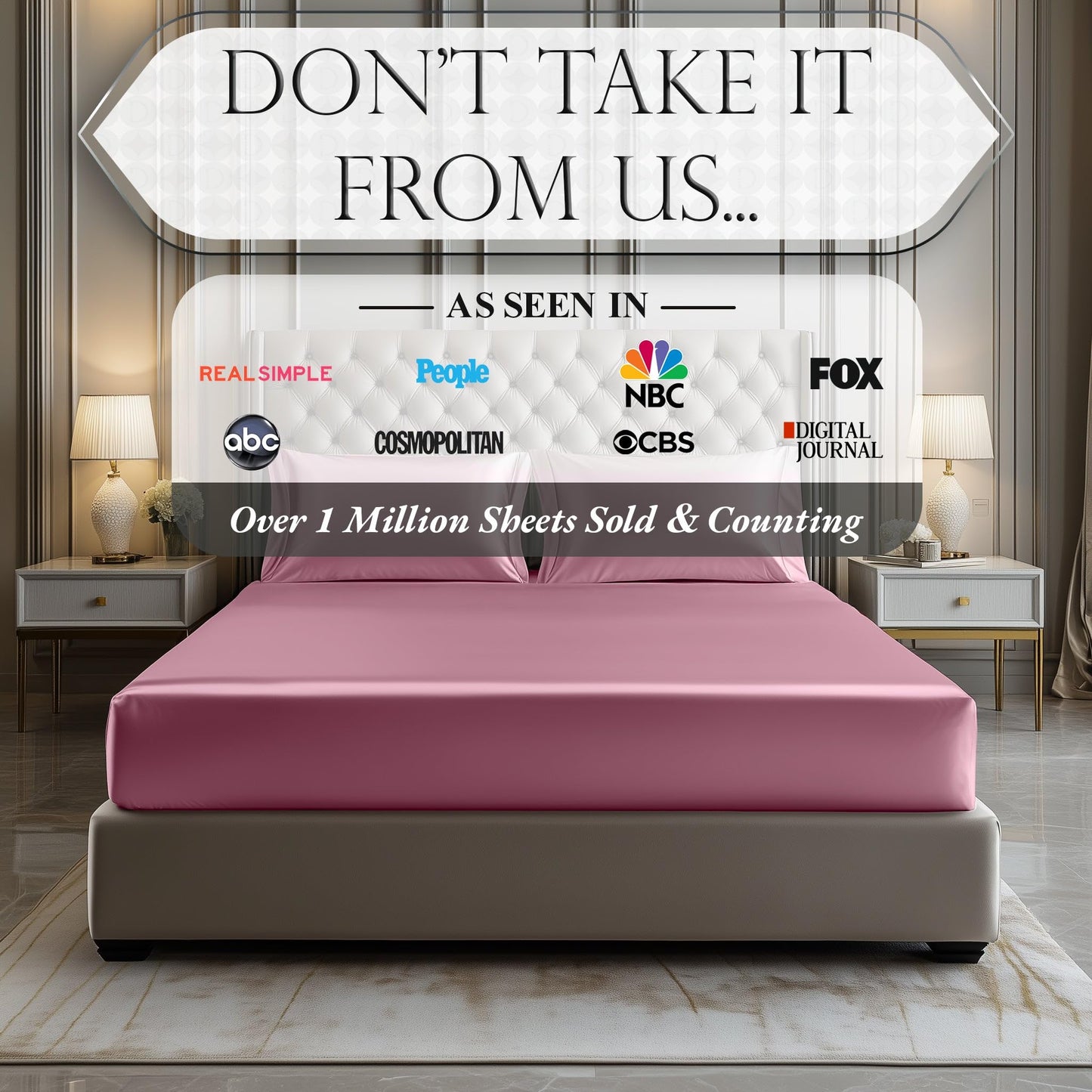 Satin Fitted Sheet - Pink