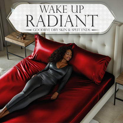 Satin Fitted Sheet - Red