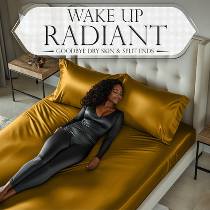 Satin Fitted Sheet - Gold