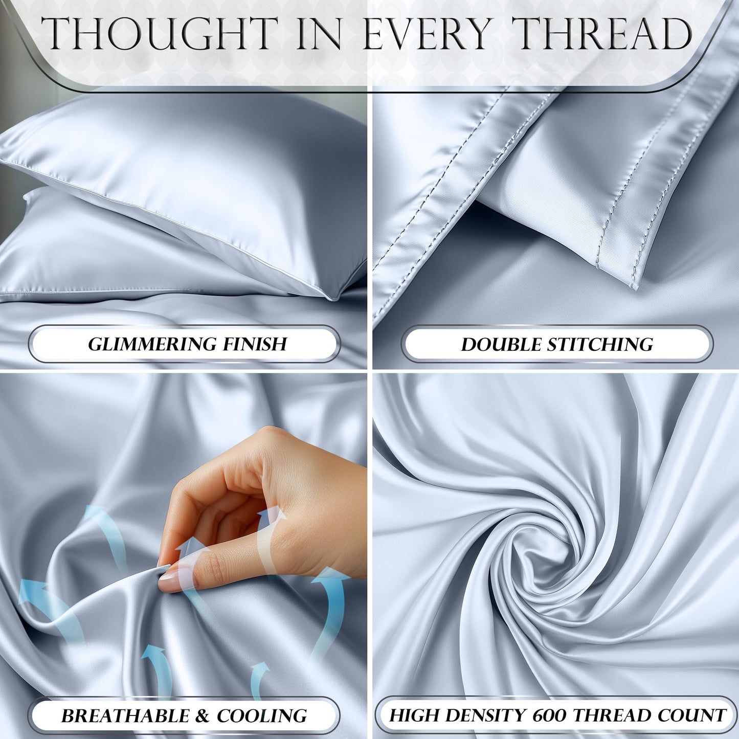 Satin Sheet Set - Baby Blue