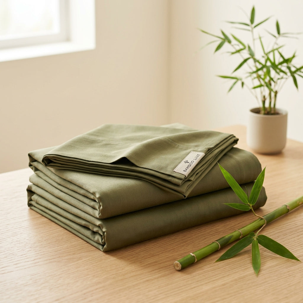 Decolure bamboo sheet set side angle showing color richness.