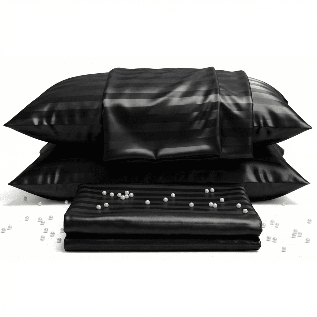 Satin Sheet Set - Striped Black
