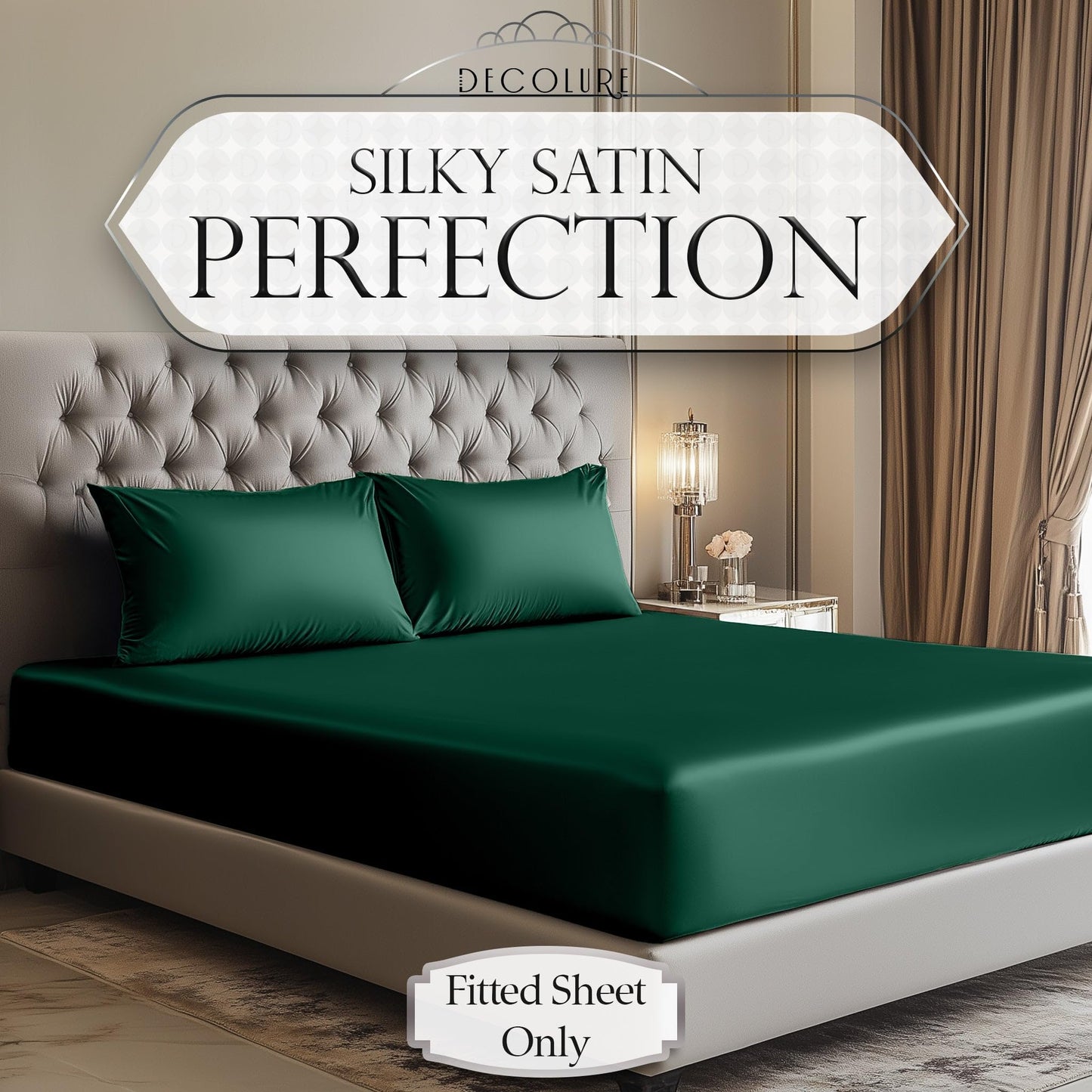 Satin Fitted Sheet - Dark Green
