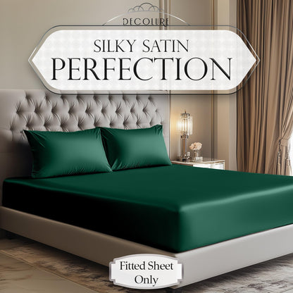 Satin Fitted Sheet - Dark Green