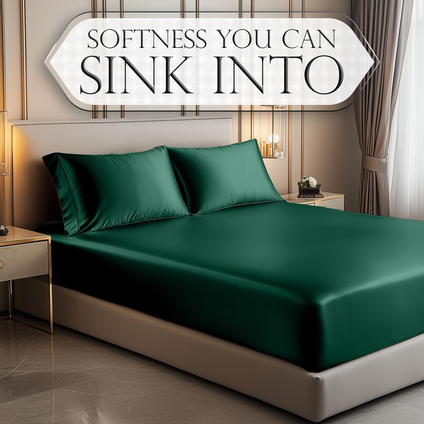 Satin Fitted Sheet - Dark Green