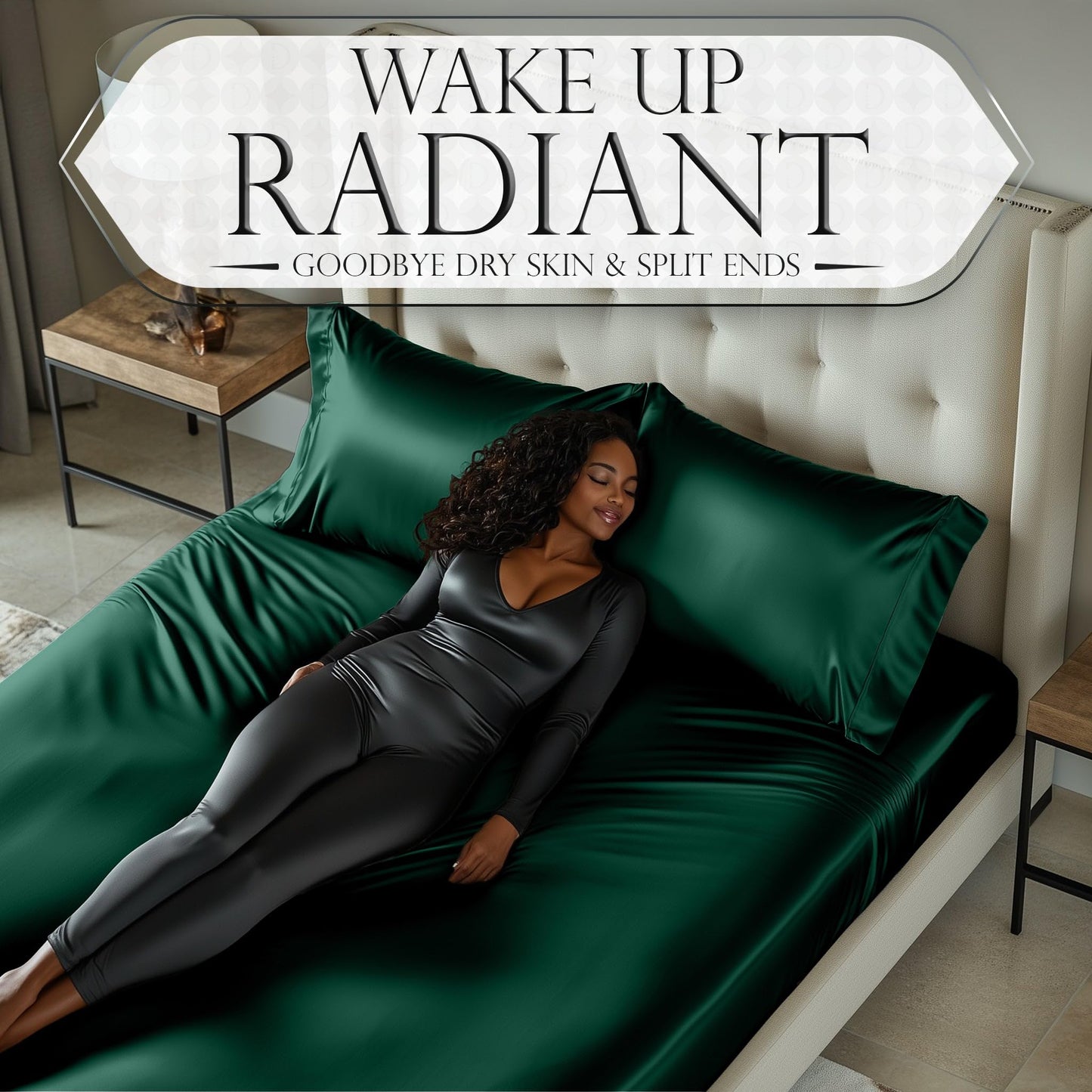 Satin Fitted Sheet - Dark Green