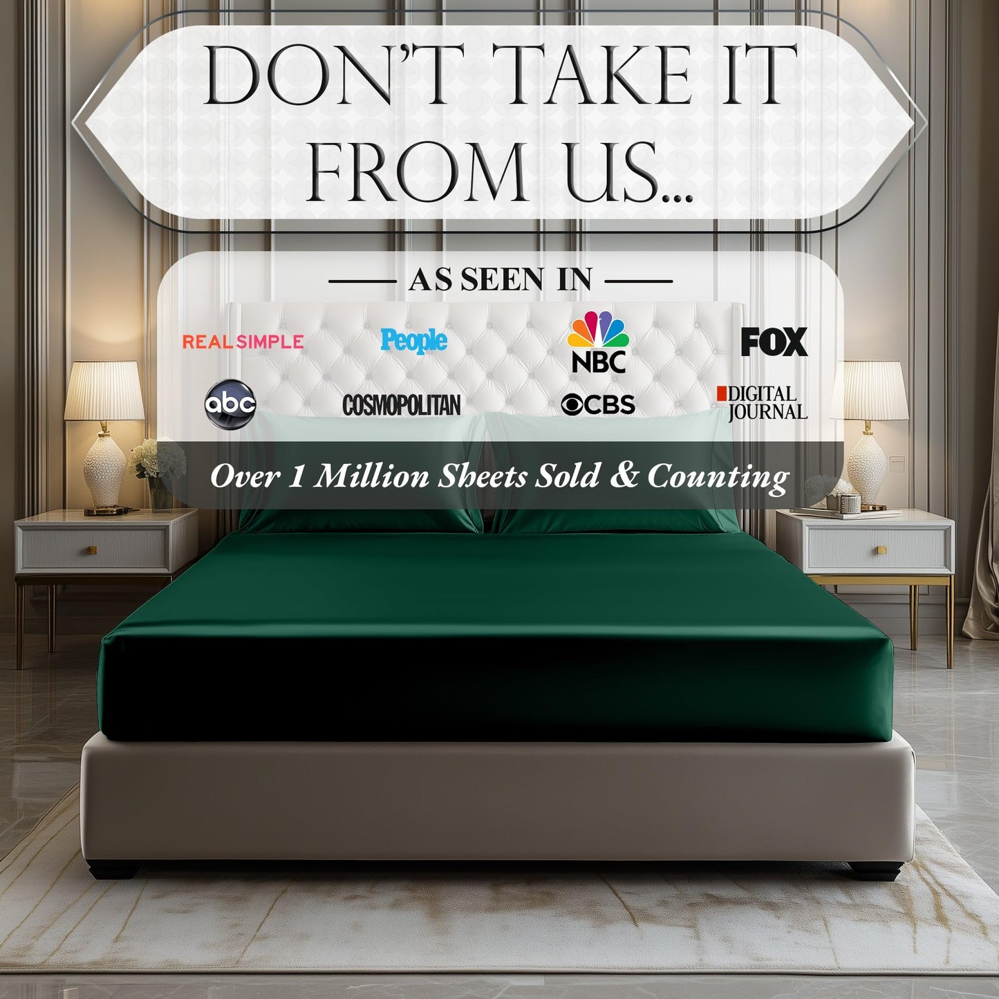 Satin Fitted Sheet - Dark Green