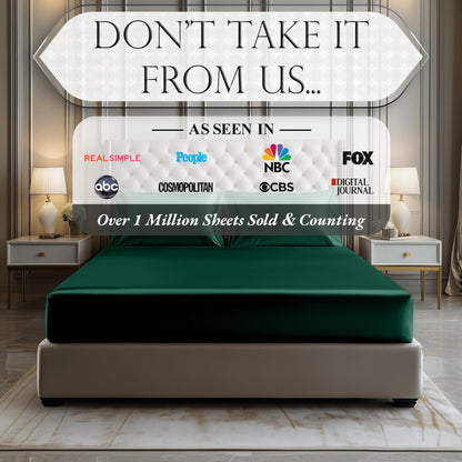 Satin Fitted Sheet - Dark Green