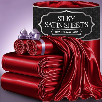 Satin Sheet Set - Red