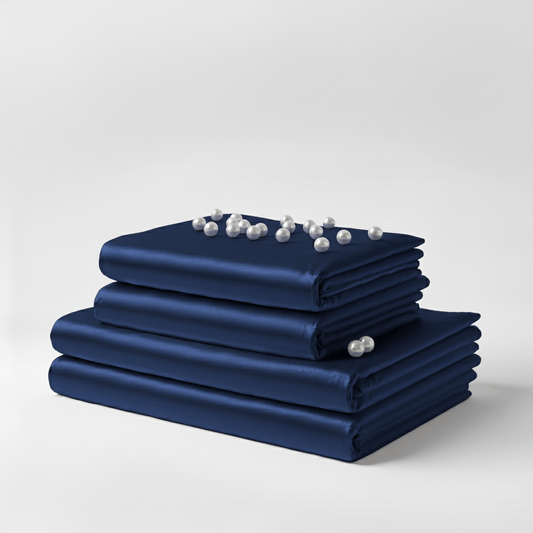 Satin Sheet Set - Navy Blue
