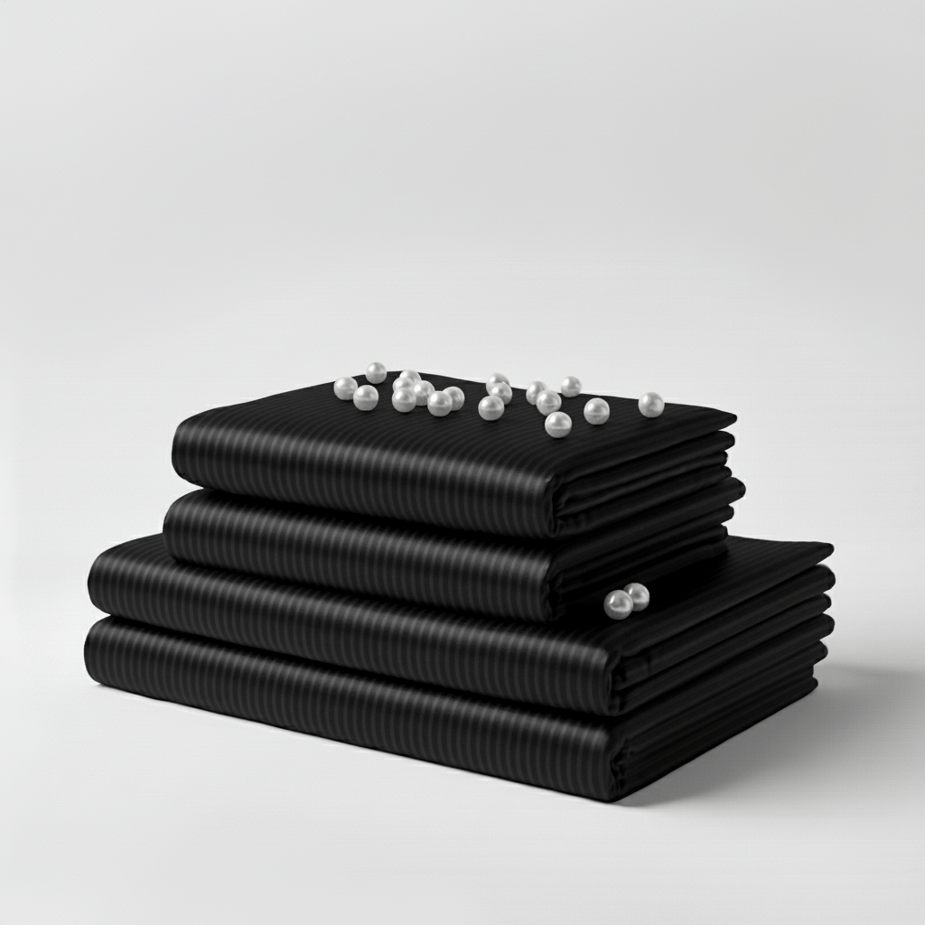 Satin Sheet Set - Striped Black
