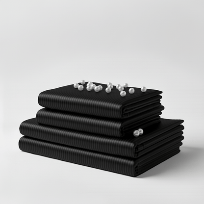 Satin Sheet Set - Striped Black