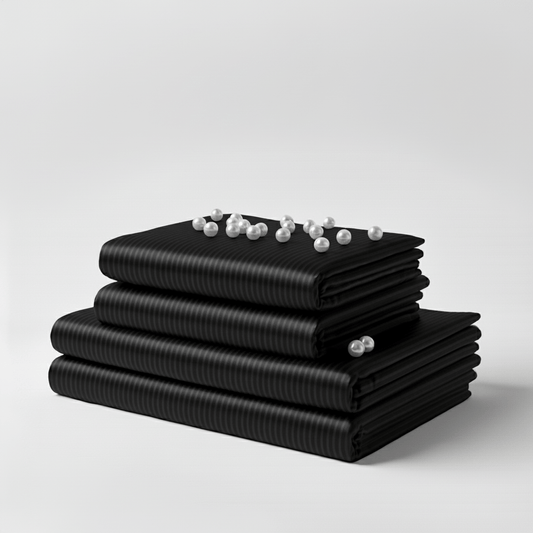 Satin Sheet Set - Striped Black