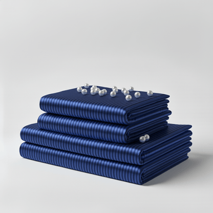 Satin Sheet Set - Striped Blue