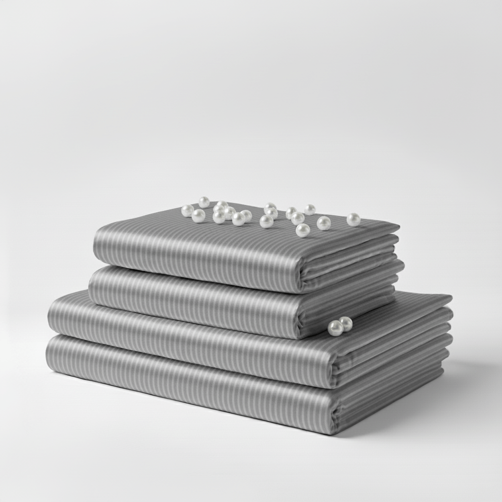 Satin Sheet Set - Striped Grey