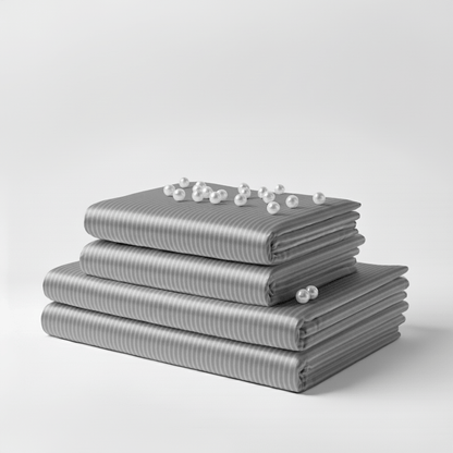Satin Sheet Set - Striped Grey