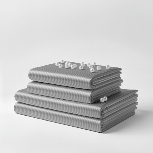 Satin Sheet Set - Striped Grey