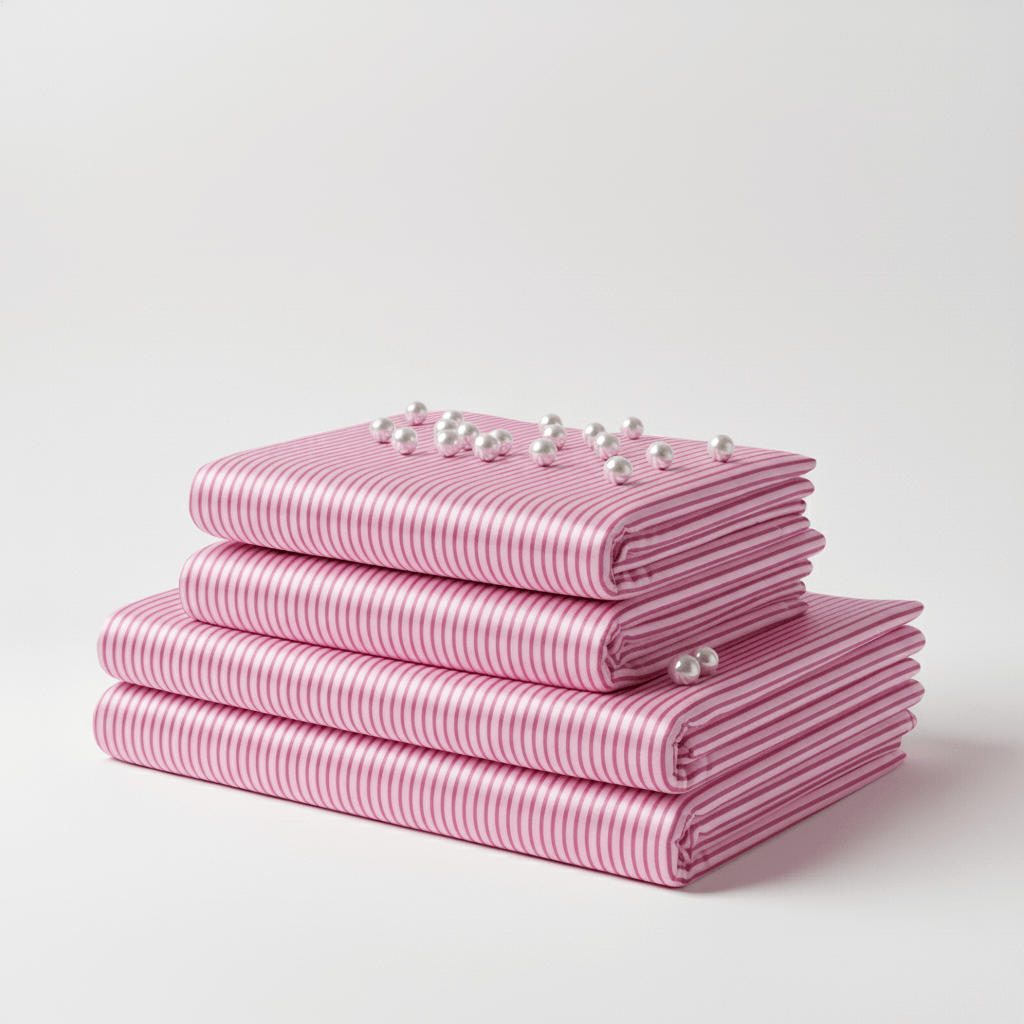 Satin Sheet Set - Striped Pink