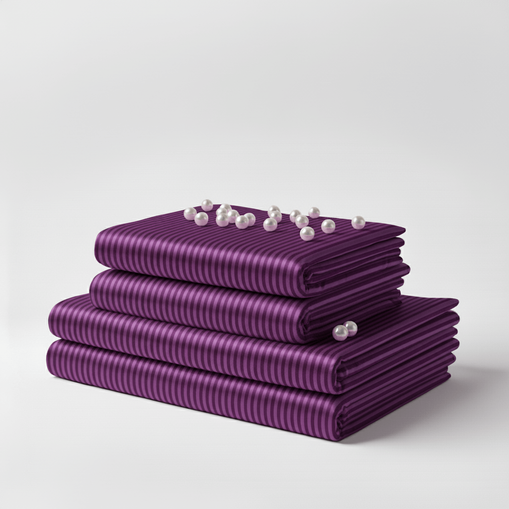 Satin Sheet Set - Striped Purple