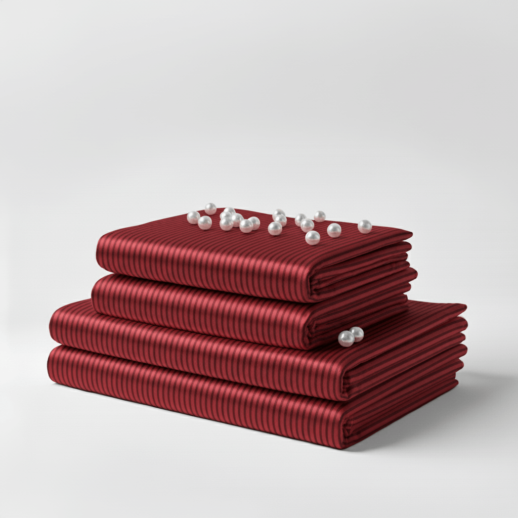 Satin Sheet Set - Striped Red
